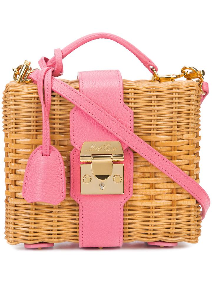 Mark Cross - Box Tote - Women - Leather/straw - One Size, Pink/purple, Leather/straw