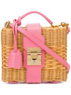 Mark Cross - Box Tote - Women - Leather/straw - One Size, Pink/purple, Leather/straw