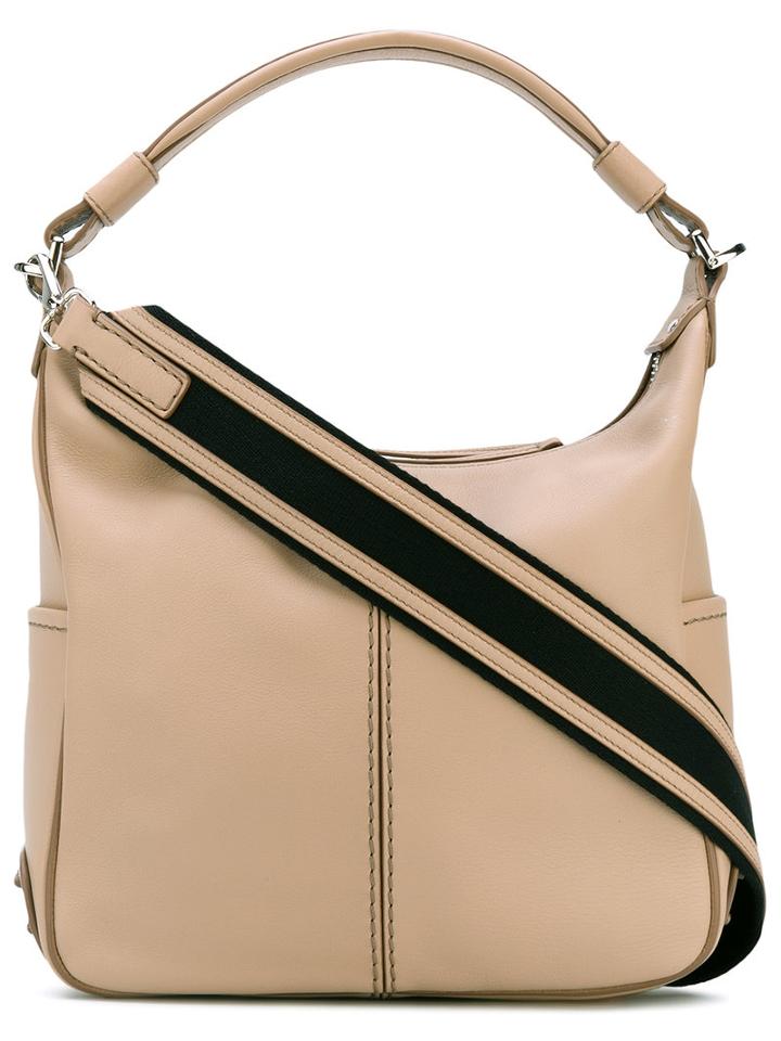 Tod's - Zipped Shoulder Bag - Women - Calf Leather - One Size, Nude/neutrals, Calf Leather