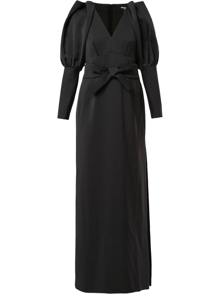 Paule Ka Pleated Sleeve Evening Gown - Green