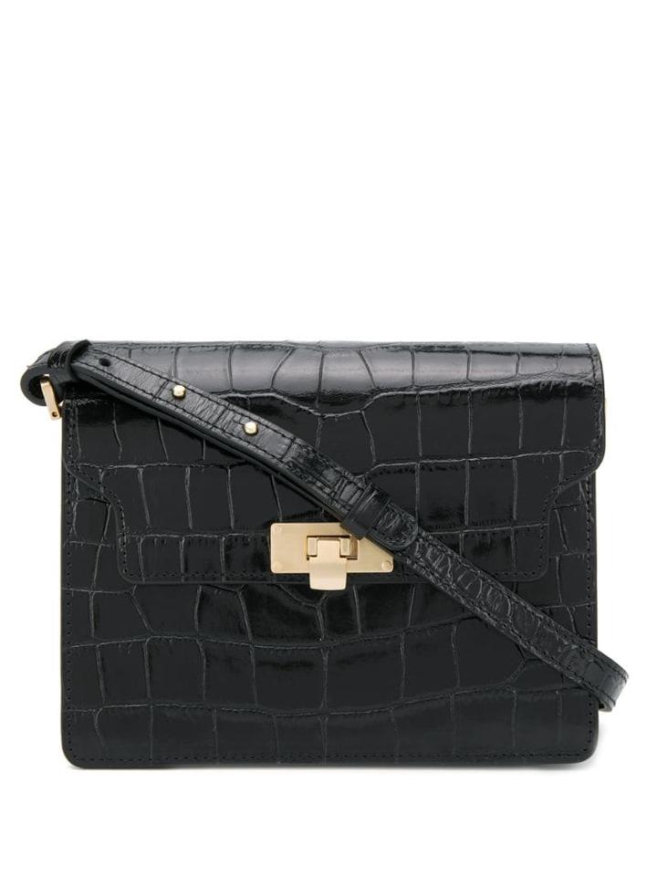 Marge Sherwood Foldover Croco Tote - Black