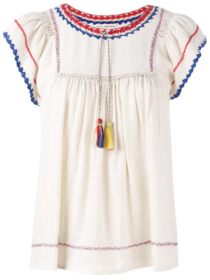 Ulla Johnson - Tassel Blouse - Women - Silk - 4, Nude/neutrals, Silk