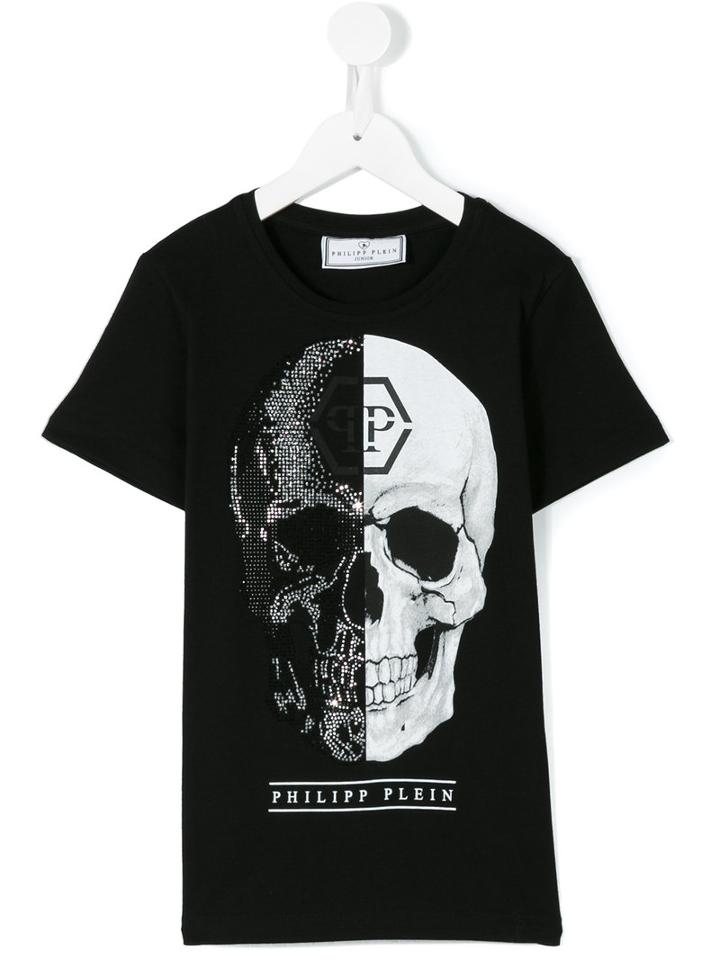 Skull Print T-shirt - Kids - Cotton - 8 Yrs, Black, Philipp Plein Kids