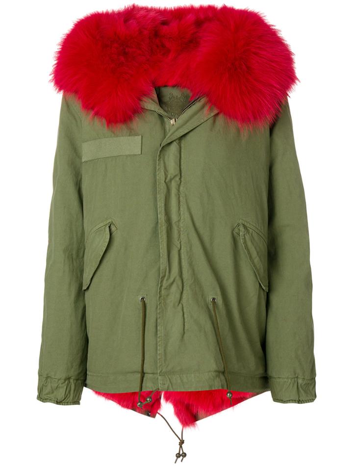 Mr & Mrs Italy Fox Fur Hooded Short Coat - Green