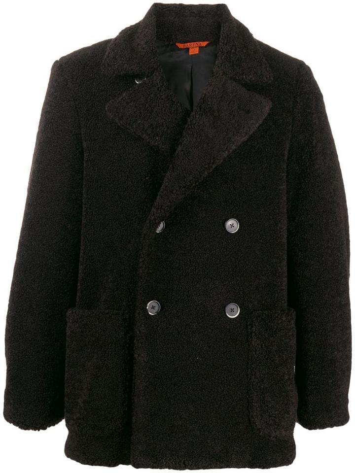 Barena Textured Furry Double Breasted Jacket - Brown