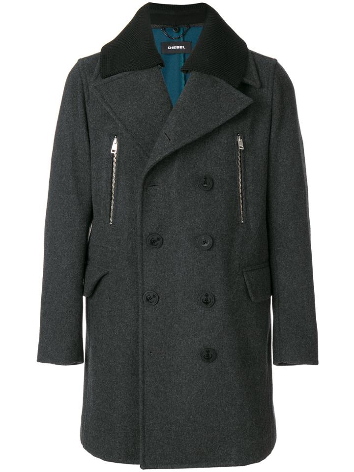 Diesel Double Breasted Coat - Grey
