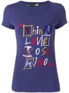 Love Moschino Embroidered Slim Fit T-shirt - Blue