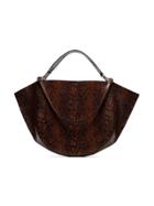 Wandler Brown Mia Python Embossed Leather Tote Bag