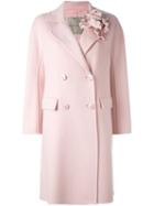 Ermanno Scervino Floral Applique Coat, Women's, Size: 40, Pink/purple, Acetate/cupro/angora/virgin Wool