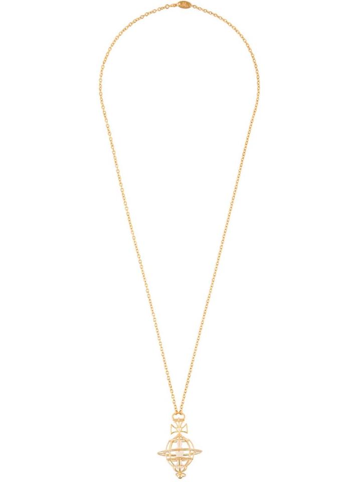 Vivienne Westwood Logo Pendant Necklace, Women's, Metallic, Brass
