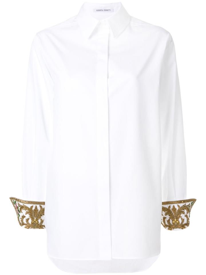 Alberta Ferretti Embellished Cuffs Shirt - White