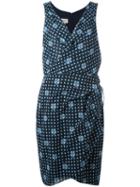 Armani Collezioni Printed Wrap Dress, Women's, Size: 48, Blue, Polyester/polyacrylic/spandex/elastane