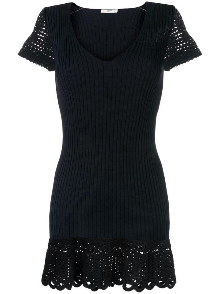 Prada Vintage 1990's Knitted Short Dress - Blue