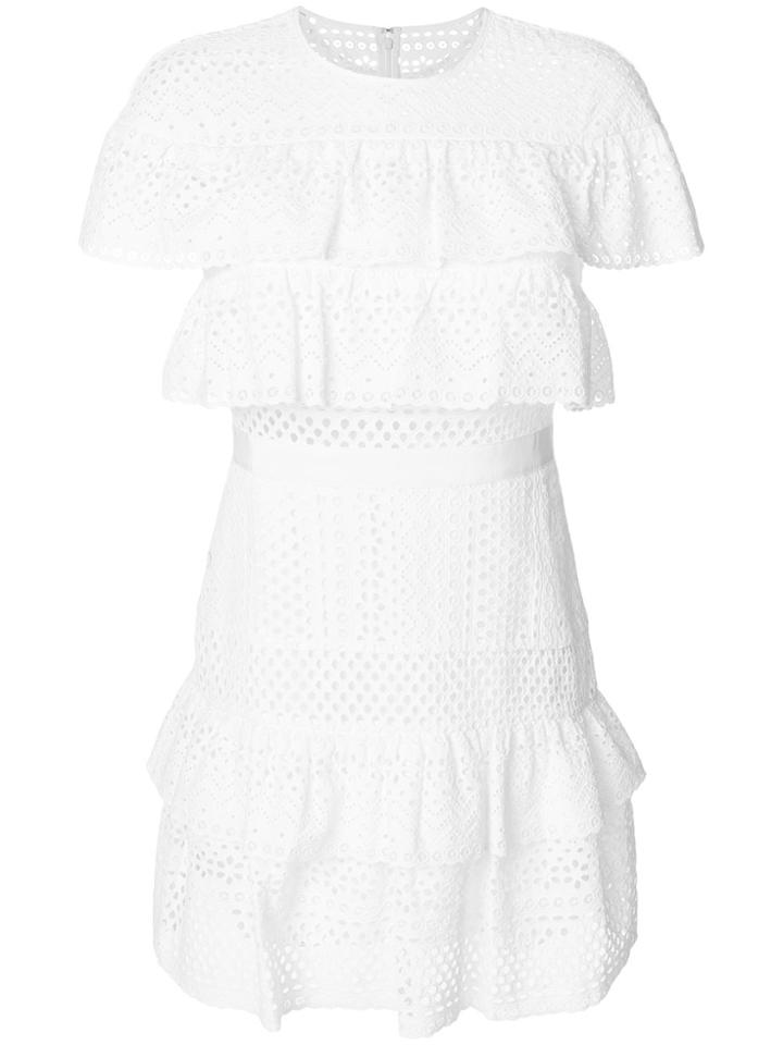 Self-portrait Embroidered Mini Dress - White