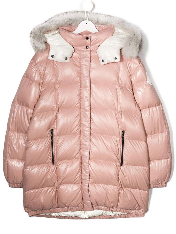 Moncler Kids Hooded Puffer Coat - Pink