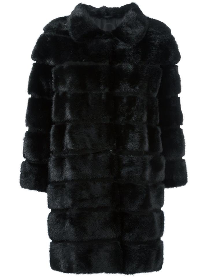 Simonetta Ravizza Panelled Fur Coat - Black