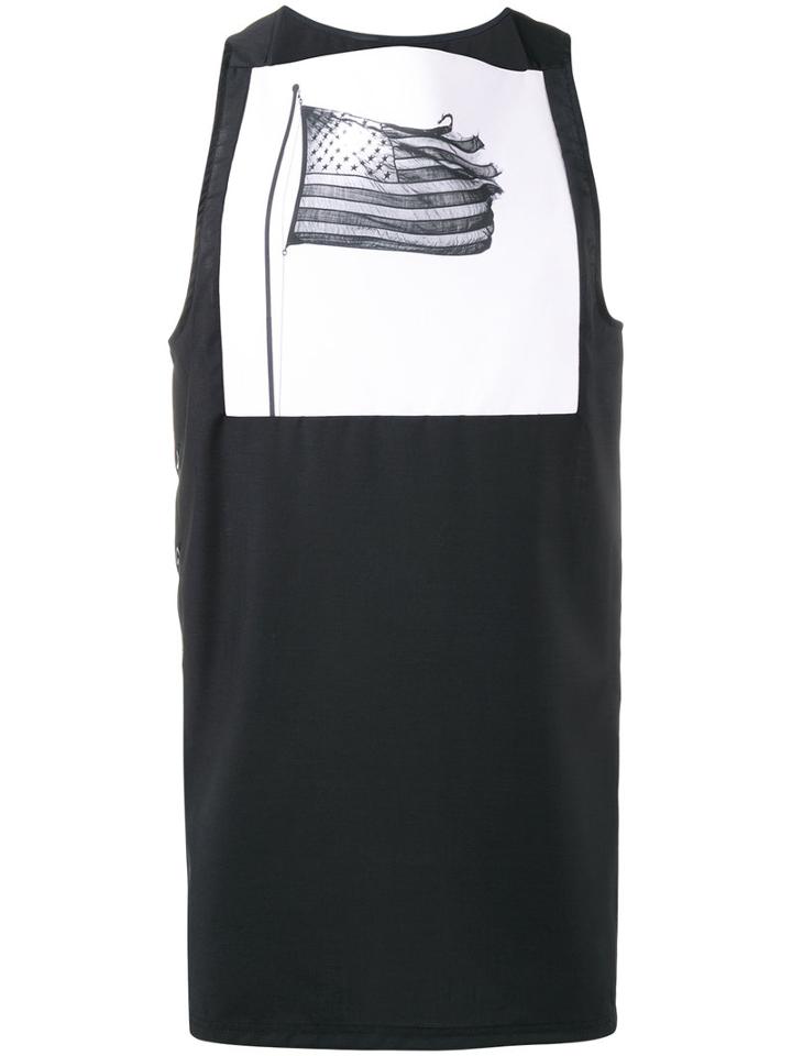 Raf Simons American Flag Print Vest Top, Men's, Size: 44, Blue, Virgin Wool