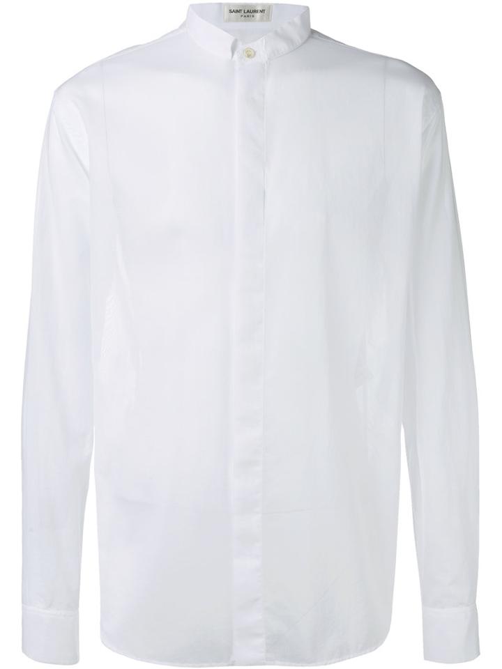 Saint Laurent Concealed-placket Shirt, Men's, Size: 40, White, Cotton