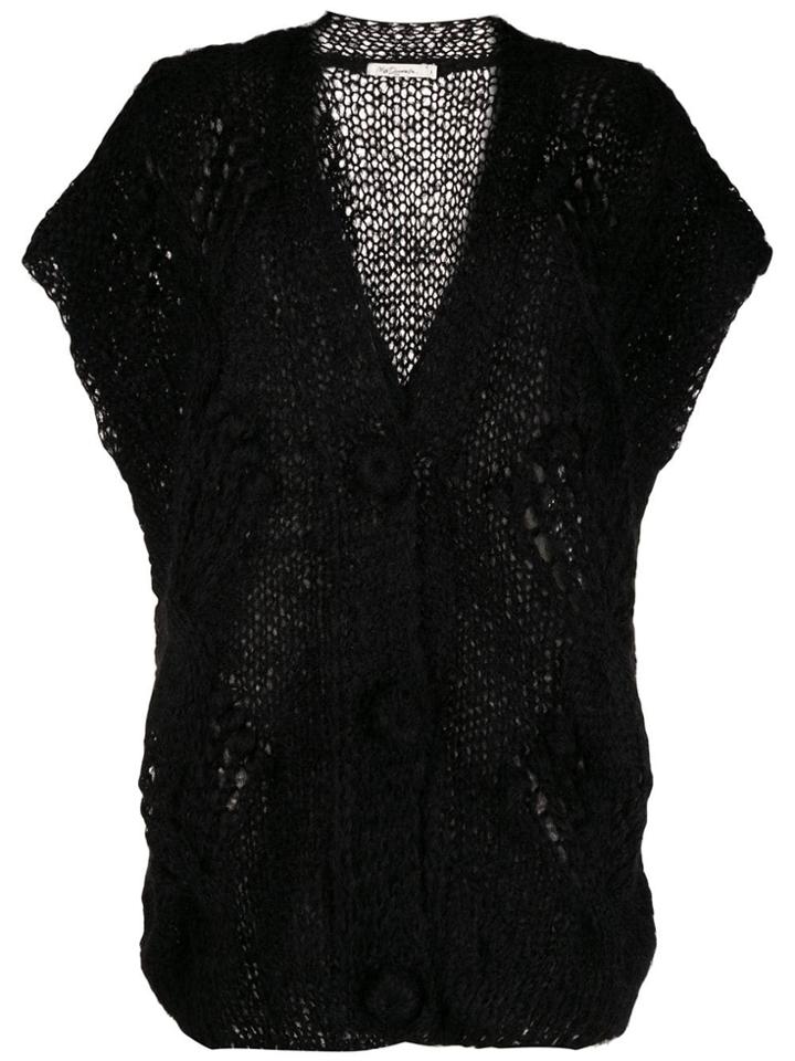 Mes Demoiselles Short-sleeved Knit Cardigan - Black