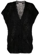 Mes Demoiselles Short-sleeved Knit Cardigan - Black