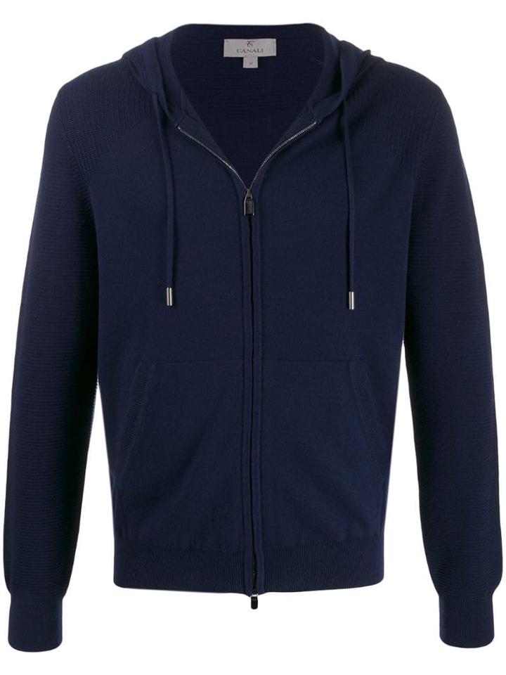 Canali Hooded Zipped Cardigan - Blue