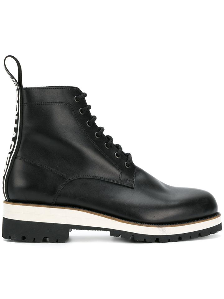 Dsquared2 Brogue Trim Platform Boots - Black