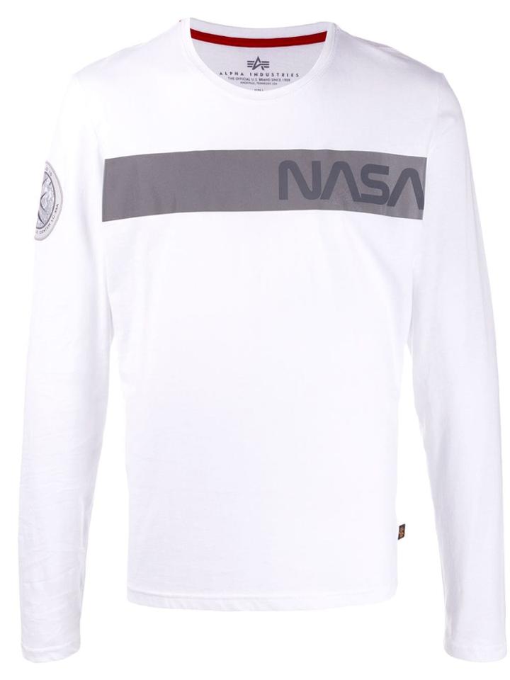 Alpha Industries Long Sleeved Cotton T-shirt - White