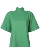 Tibi Chalky Draped Short Sleeve Shirt - Green