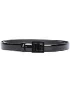 Oscar De La Renta Square Buckled Skinny Belt, Women's, Size: Xs, Black, Nappa Leather