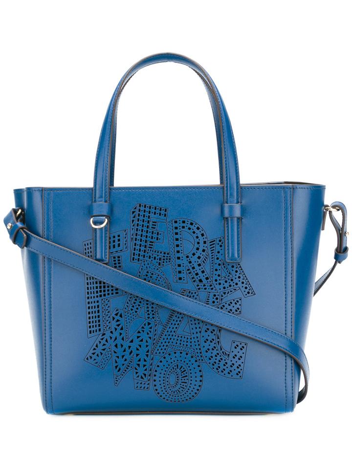 Salvatore Ferragamo - Medium Bonnie Tote - Women - Calf Leather - One Size, Women's, Blue, Calf Leather