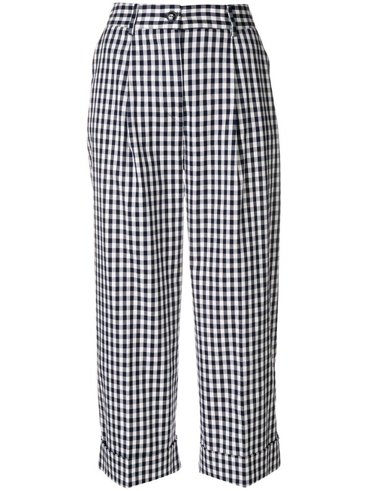 P.a.r.o.s.h. Gingham Turn Up Trousers - Black