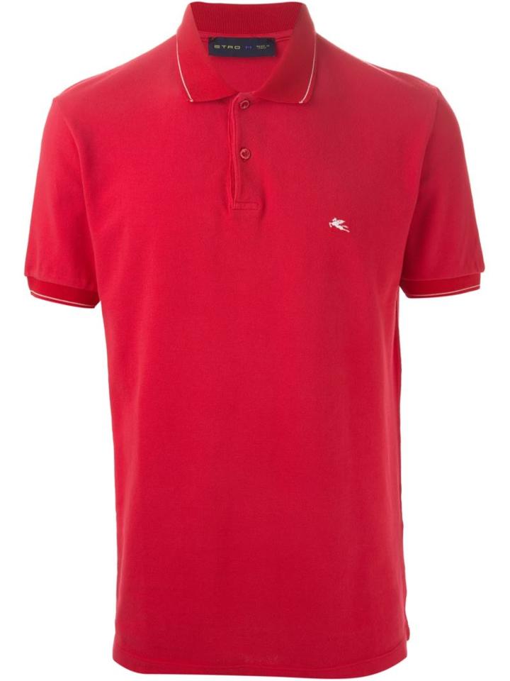 Etro Embroidered Logo Polo Shirt, Men's, Size: Large, Red, Cotton