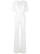 Elie Saab Floral Pattern Playsuit - White