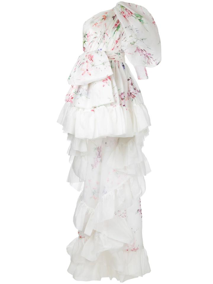 Isabel Sanchis One Shoulder Hi-low Gown - White