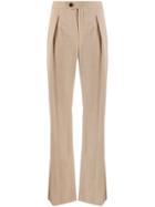 Chloé High Waist Front Pleated Trousers - Neutrals