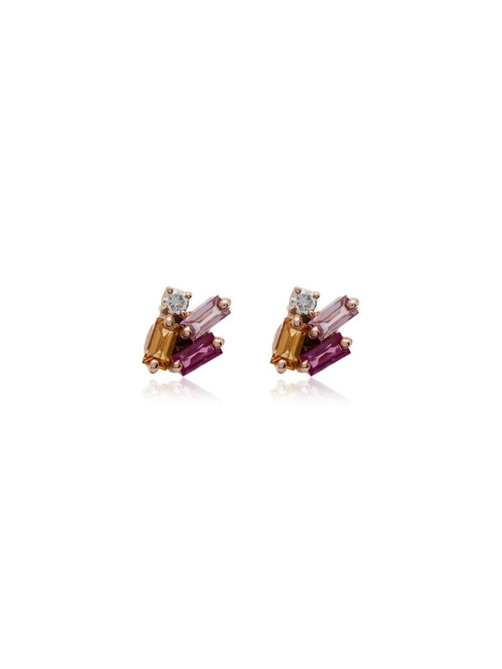 Suzanne Kalan Suzanna Kalan Rainbow Sapphire Diamond Earrings - Gold