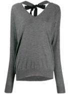 Prada Embellished V-neck Sweater - Grey