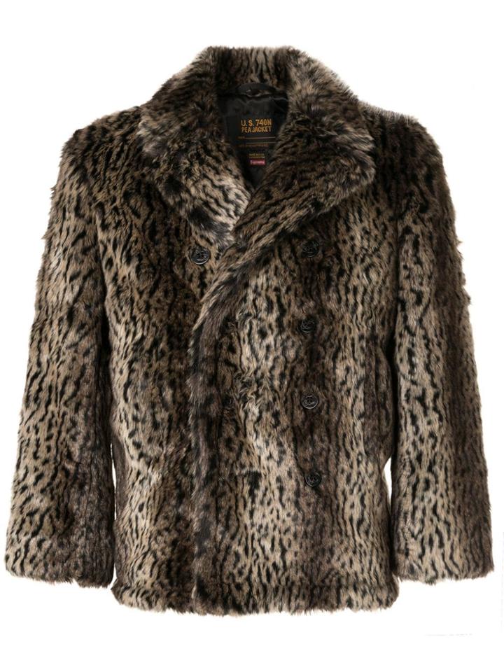 Supreme Schott Faux Fur Peacoat Fw17 - Brown