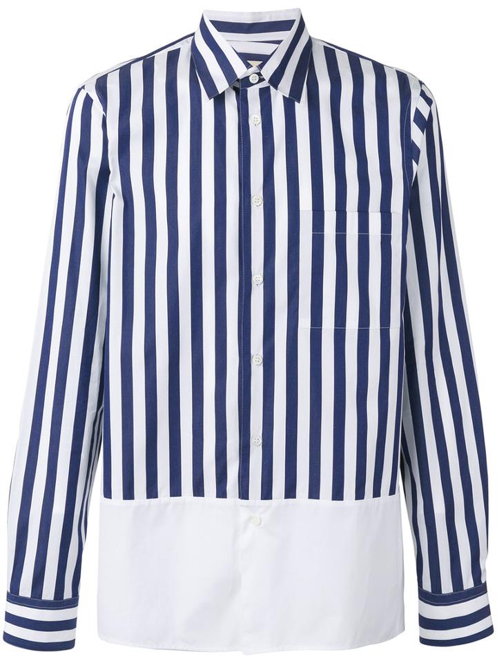 Marni Striped Poplin Shirt, Men's, Size: 48, Blue, Cotton