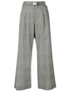 Ujoh Checked Wide Leg Trousers - Grey