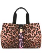 Dolce & Gabbana Leopard Print Tote Bag, Women's, Brown, Cotton/calf Leather/nylon/polyester