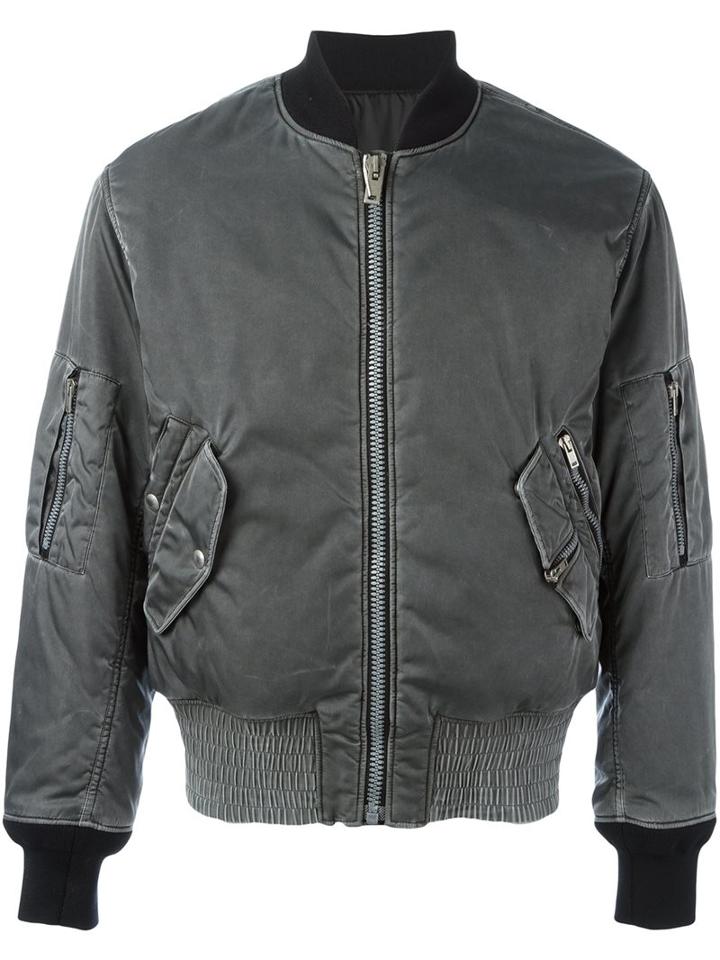 Maison Margiela Classic Bomber Jacket, Men's, Size: 48, Grey, Nylon/polyester/cotton