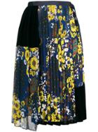 Sacai Floral Panel Pleated Skirt - Blue