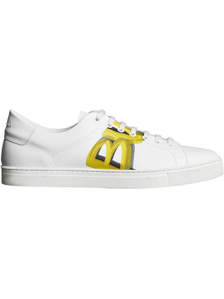 Burberry Logo Print Leather Sneakers - White
