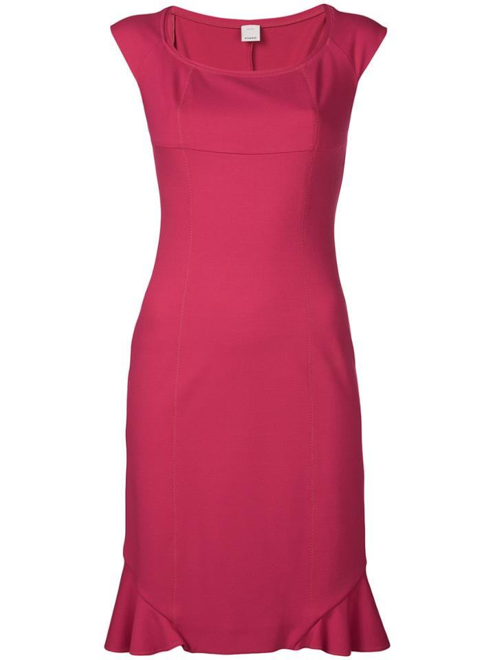 Pinko Frill Hem Fitted Dress - Pink & Purple