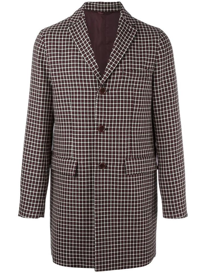 Aspesi Checked Coat, Men's, Size: Large, Pink/purple, Polyester/cupro/virgin Wool