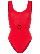 Hunza G Solitare Belted Swimsuit - Red