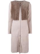 Armani Collezioni Collarless Zip-up Coat - Nude & Neutrals