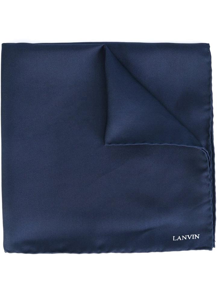 Lanvin Classic Plain Pocket Square - Blue