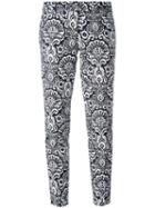 Michael Michael Kors Arabesque Print Cropped Trousers, Women's, Size: 8, Blue, Cotton/spandex/elastane